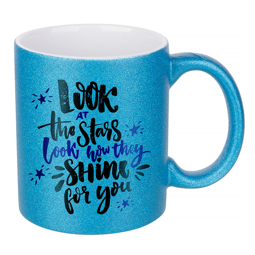 MissKraft - Sublimation - Mug en Céramique - Bleu Pailleté - 330 ml