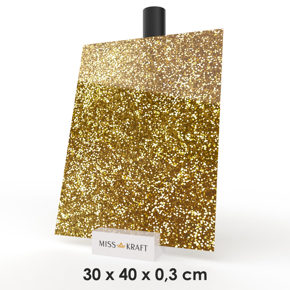 MissKraft - Plexiglass PMMA Acrylique - Or Argenté - 30 x 40 cm - Ép. 3 mm