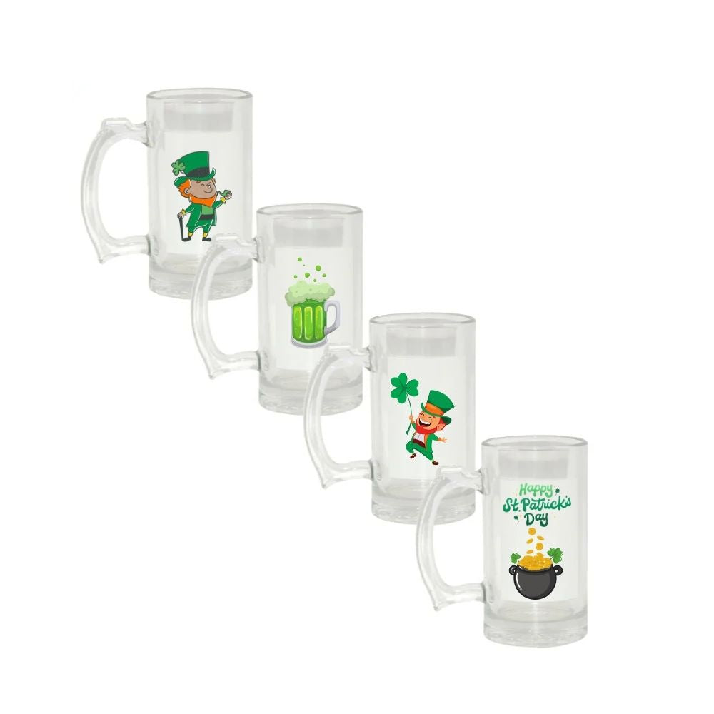 4 chopes à biere à personnalisées St Patrick en sublimation