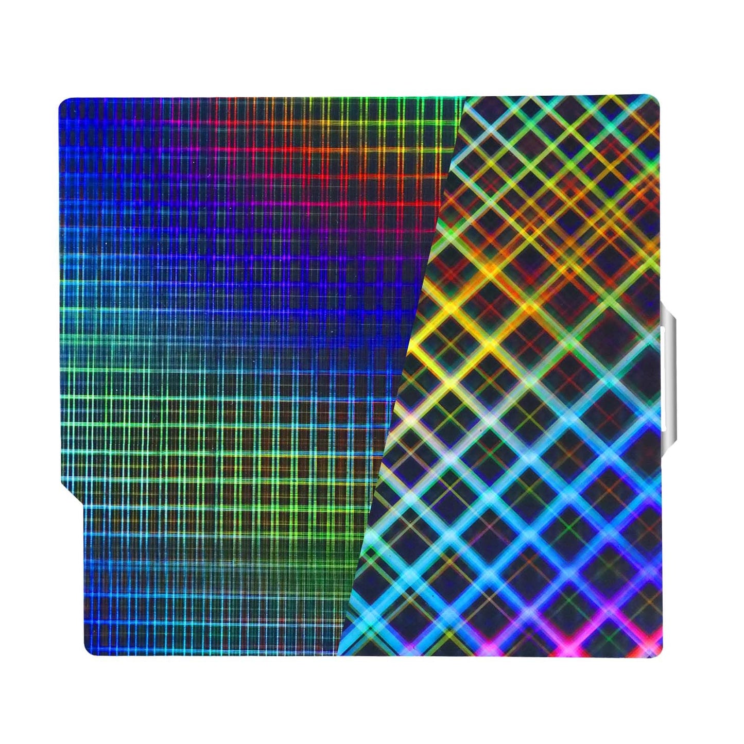 PFE - Plaque double face PES – pour imprimante Bambu Lab A1/P1S/X1C/X1E – tôle acier 257×257 mm – motif Rainbow Plaid / Rainbow Mesh