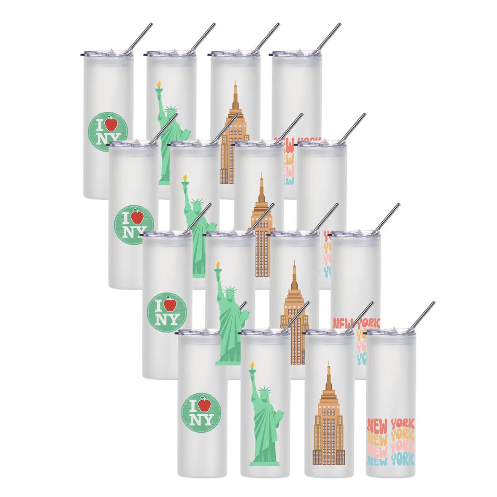 Craft Express - Sublimation -16 Tumblers - Verre Givré Transparent - 750 ml