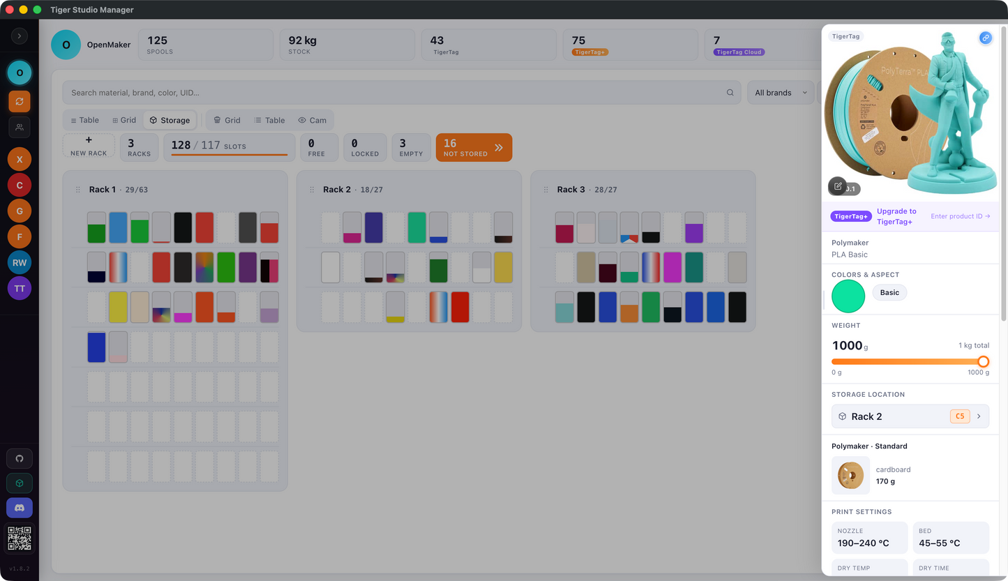 Tiger Studio Manager — l'éditeur de racks en glisser-déposer