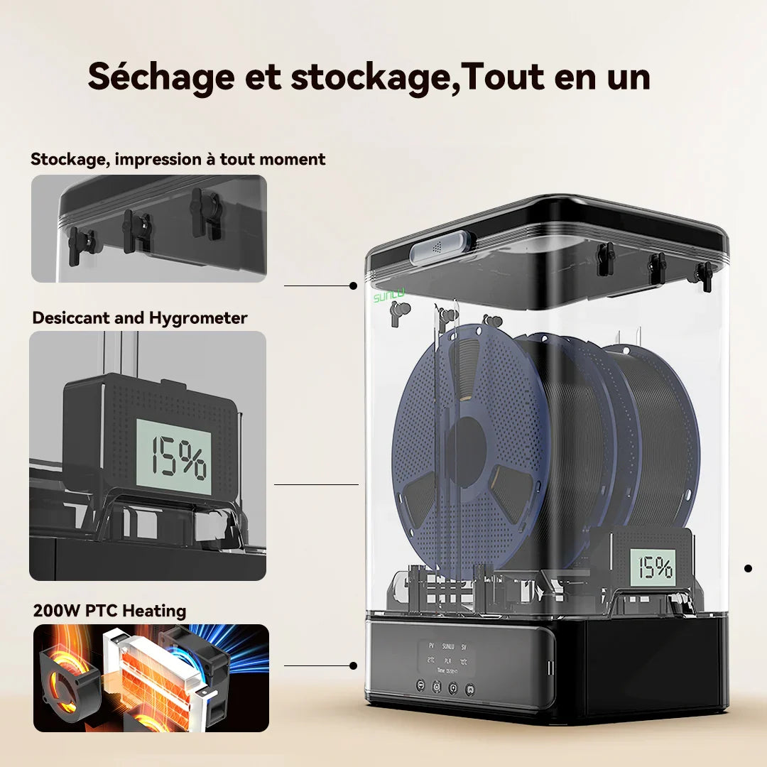 Sunlu - FilaDryer SP2 - Boite de stockage + Base Chauffante