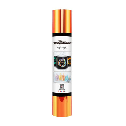 TeckWrapCraft - Opal - Vinyle Adhésif - Orange Fluo - 1,5 m x 30 cm métalissé