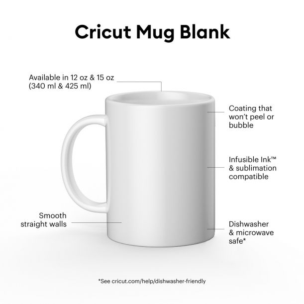 Cricut - Mug en céramique - blanc - 15 oz / 425 ml (lot 2 Mugs)