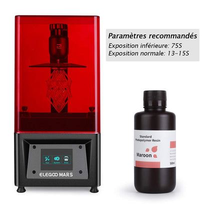 Pack ELEGOO - 6x Résine UV Standard - Bordeaux (Maroon) - 1 kg