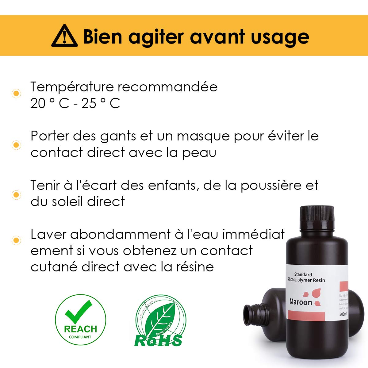 Pack ELEGOO - 6x Résine UV Standard - Bordeaux (Maroon) - 1 kg