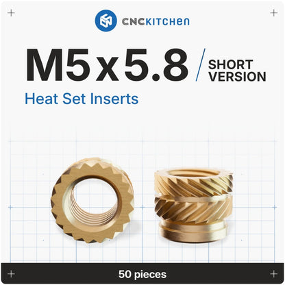 CNC Kitchen - Inserts Filetés M5x5.8 Courts - Lot de 50 pièces