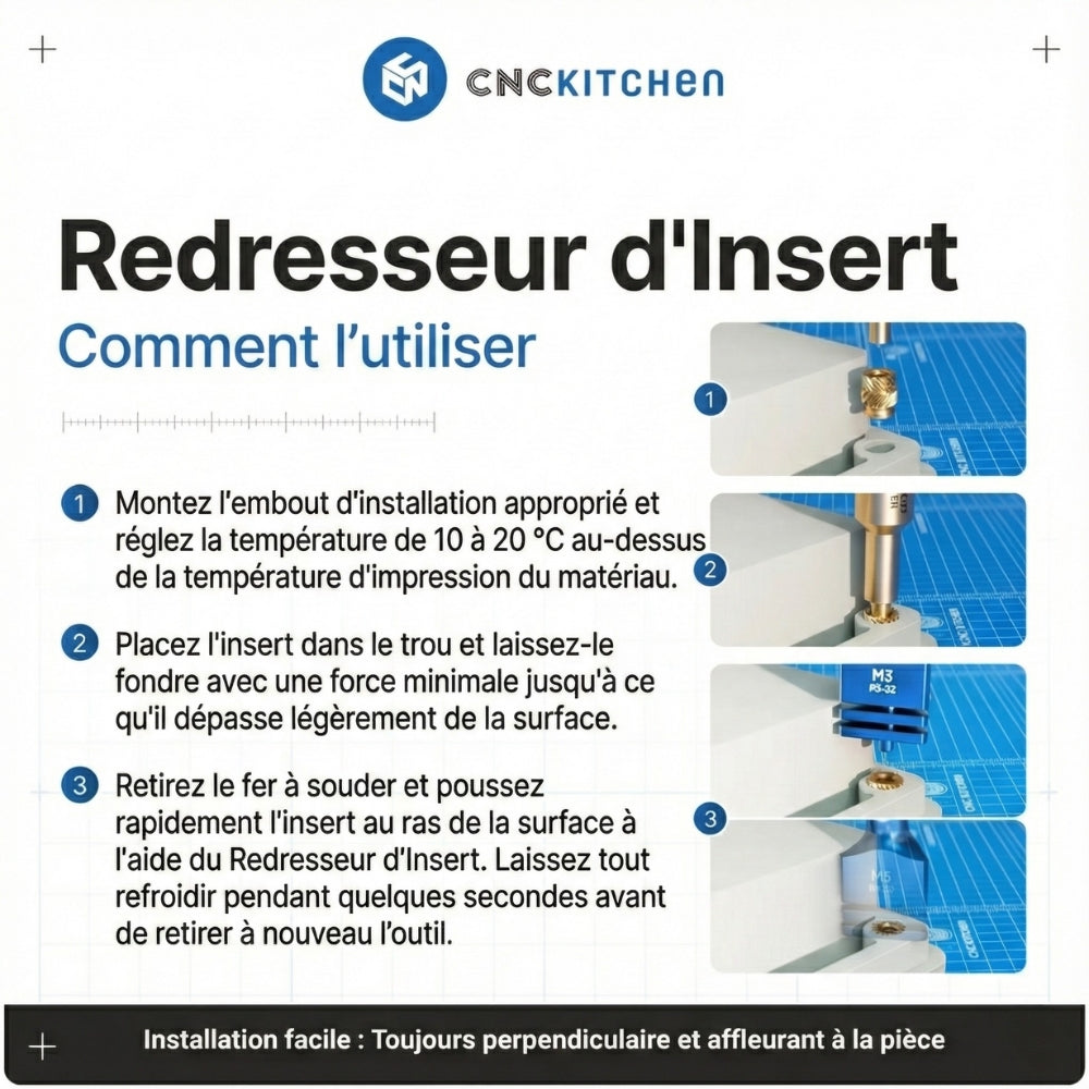 CNC Kitchen - Outil d’Insertion pour Inserts Filetés (Insert straightener) - M3/M4