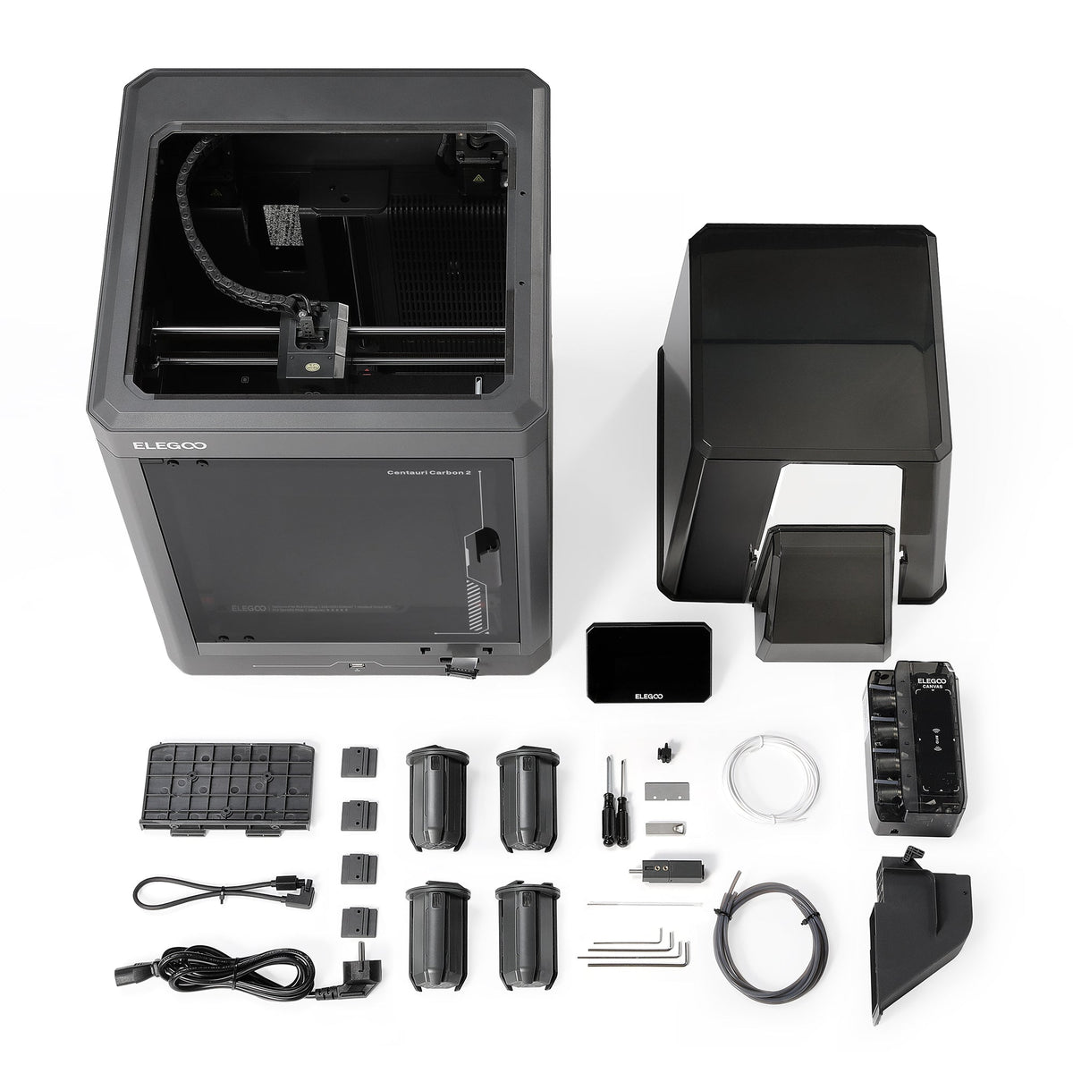 Elegoo - Mini Factory Centauri Carbon 2 Combo - Imprimante 3D avec Multicolore CC2 + CANVAS