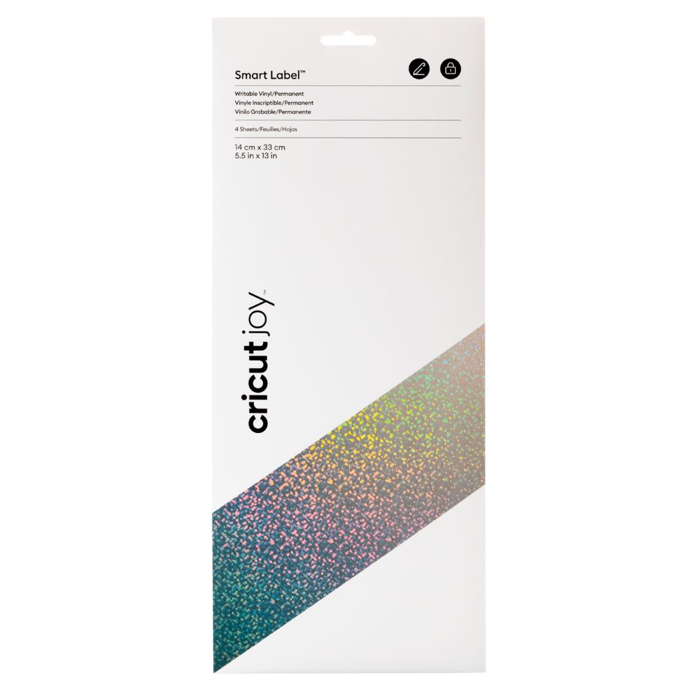Cricut - Joy - 4 Feuilles de Vinyle Permanent - Argent Holographique - 14 x 33 cm