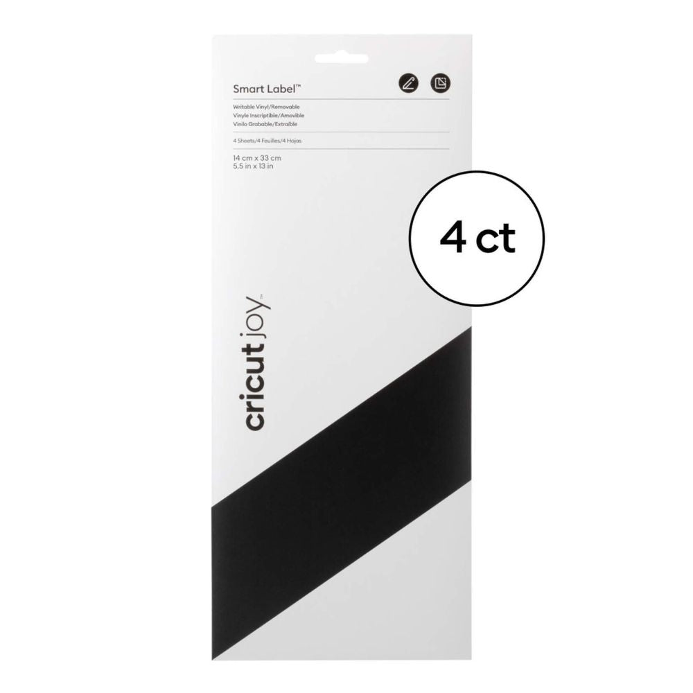 Cricut - Joy - Feuilles de Vinyle Amovible - Noir (Black) - 14 x 33 cm - 4 pièces