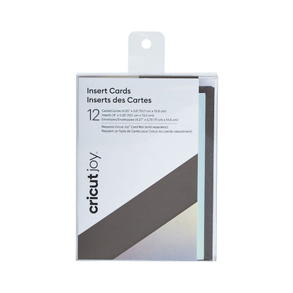 Cricut - Set de 12 Cartes avec Enveloppes et Inserts - Gris/Or Métallique - R20 - 11 x 14 cm
