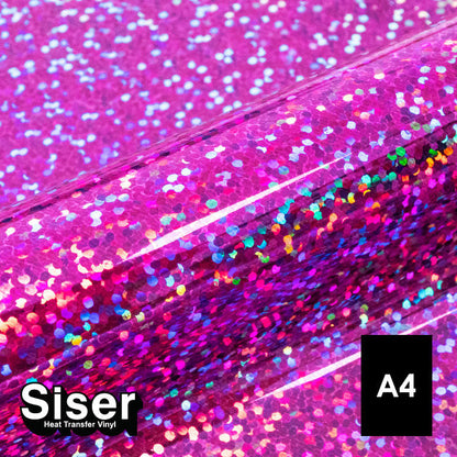 Siser - Holographic Flex - Feuille A4 Thermocollant - (H0080) Rose - 20 x 30 cm