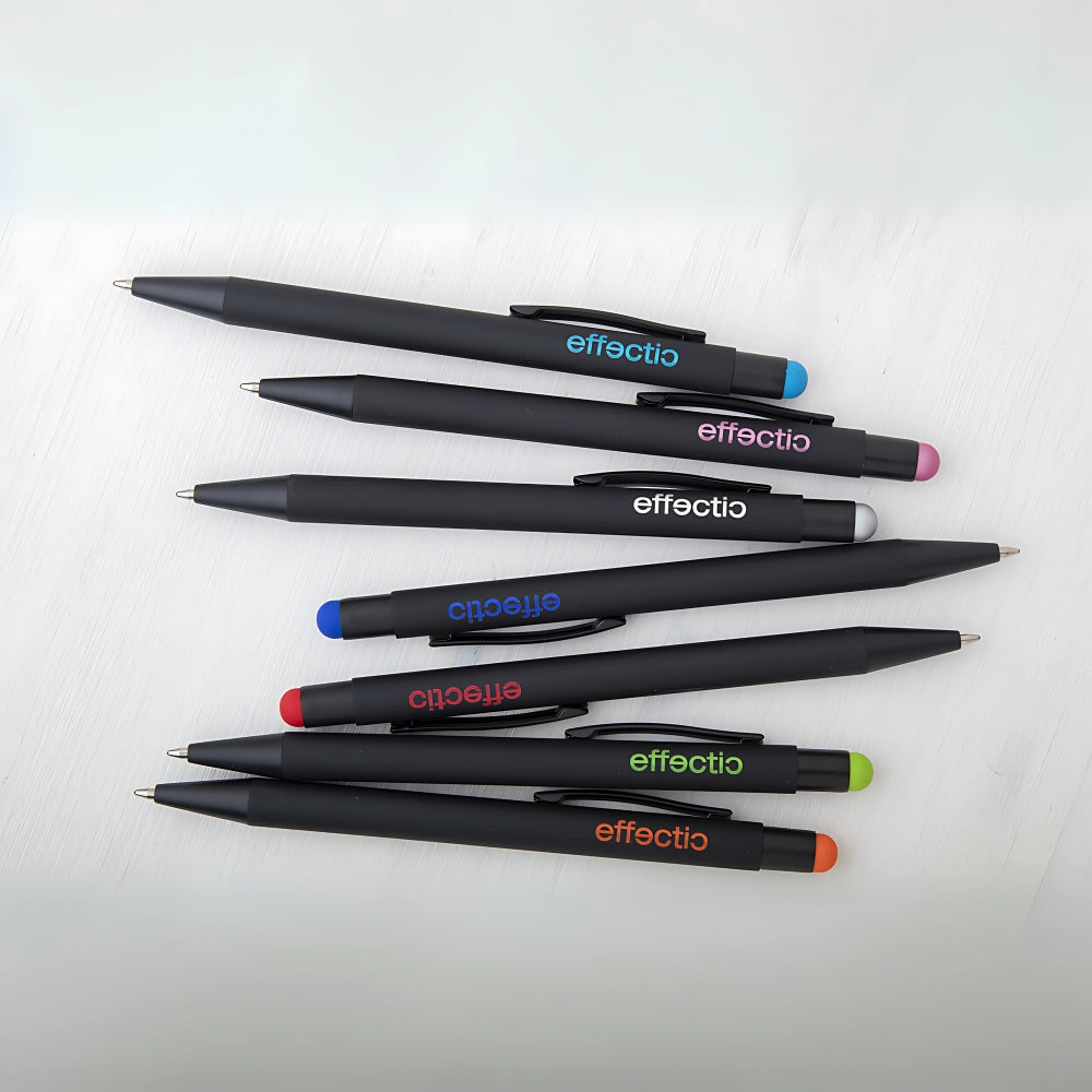 MissKraft - 5 Stylos à bille à graver Pearly Noir embout Violet