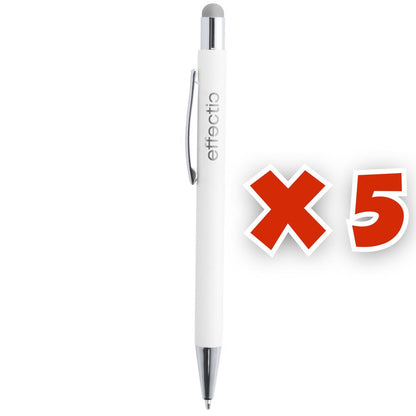 MissKraft -  5 Stylos à bille à graver Wirly Blanc embout Argenté