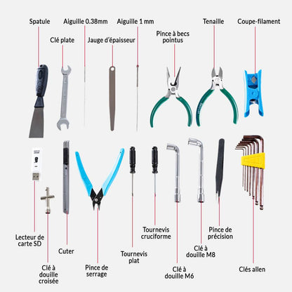 Creality - Kit boîte à outil universel (18 pièces)