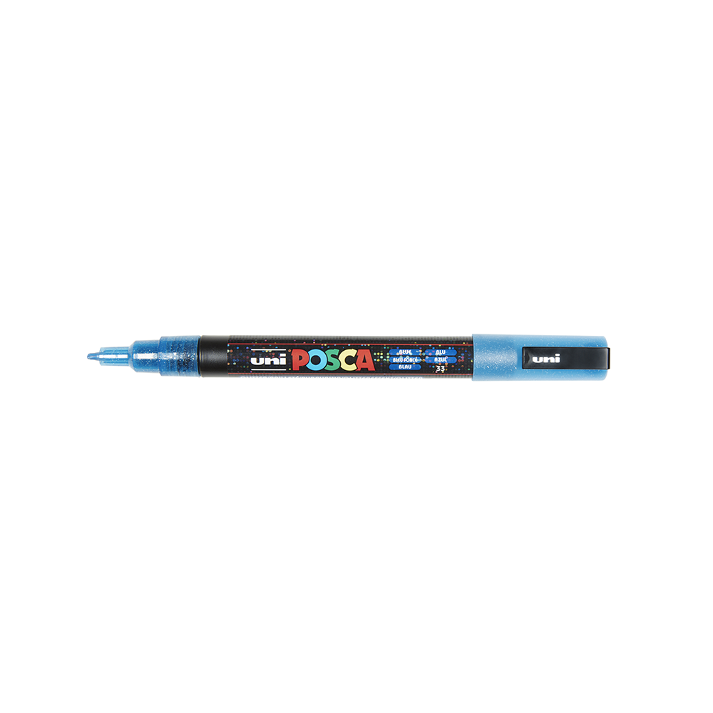 POSCA - Marqueur Pointe Conique Fine - Bleu Foncé Pailleté