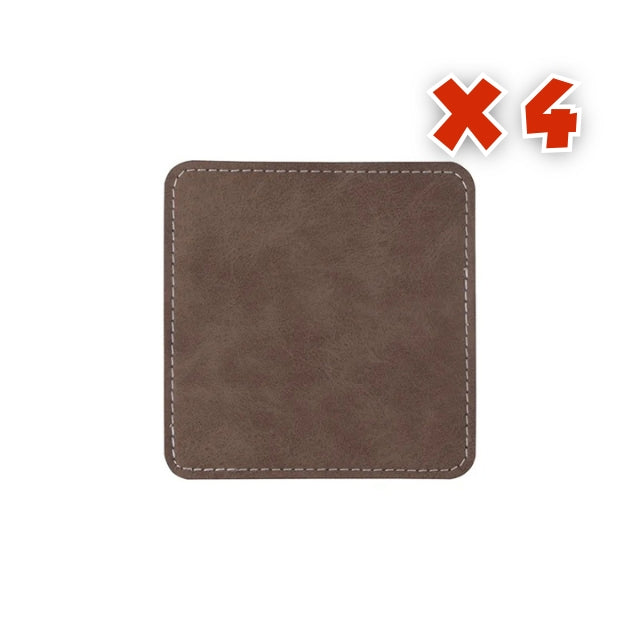 MissKraft - Sublimation - 4 Sous-verres Rectangulaires en Cuir - 10 x 10 cm - Gris/Noir