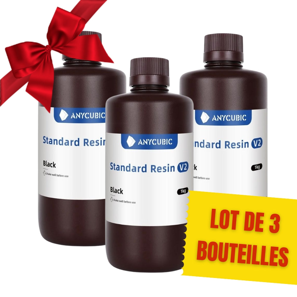 Pack Anycubic - 3x Standard Resin V2 - Noir (Black) - 1 kg