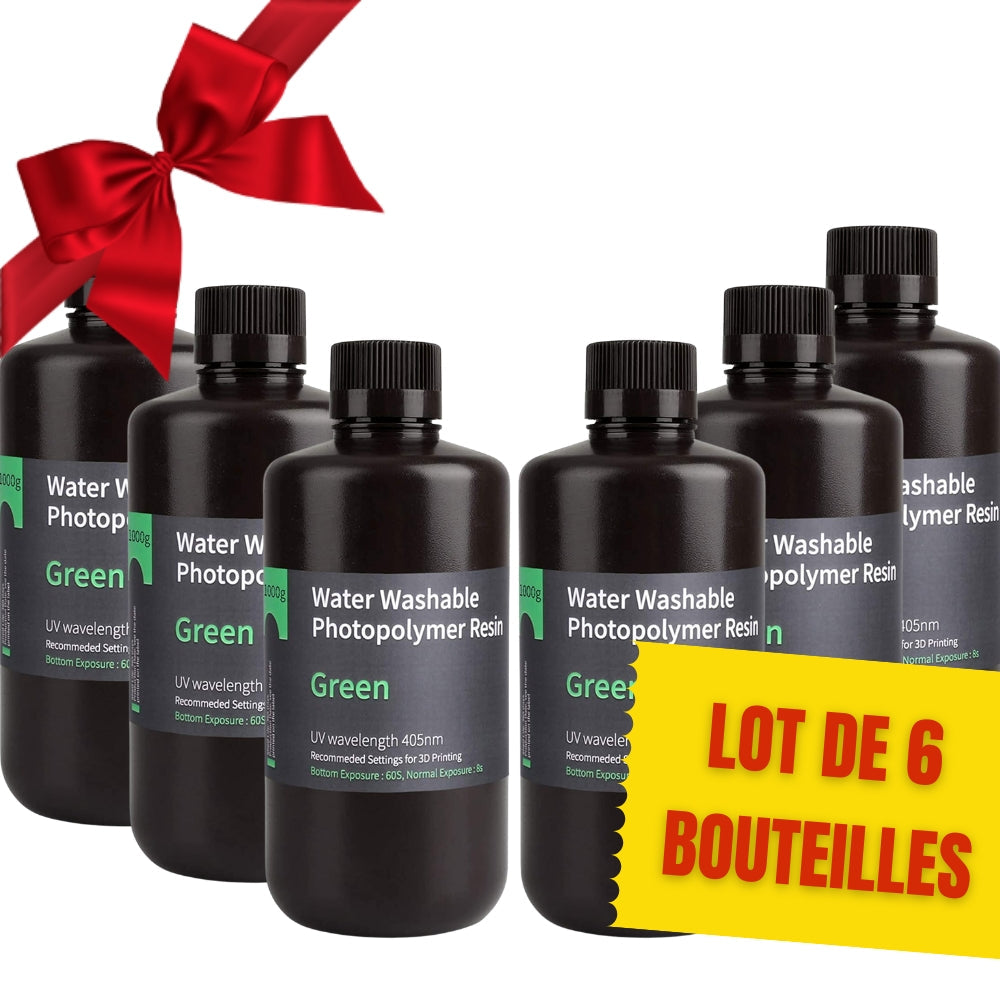 Pack ELEGOO - 6x Résine Water Washable - Vert (Green) - 1 kg