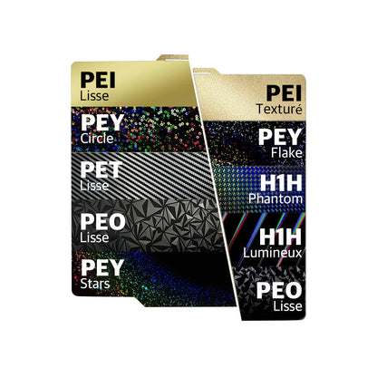 Ziflex - Plateau d'Impression pour Bambu Lab Séries X1/X2/P1/P2/A1 - PEY Circle & PEI Textured  - 257 x