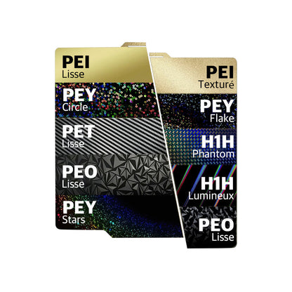 Ziflex - Plateau d'Impression pour Bambu Lab Séries X1/X2/P1/P2/A1 - PET & PEI Textured - 257 x 257 mm