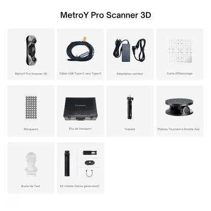 Revopoint - MetroY Pro - Scanners 3D Laser Bleu Sans-Fil pour Petites et Moyennes Pièces