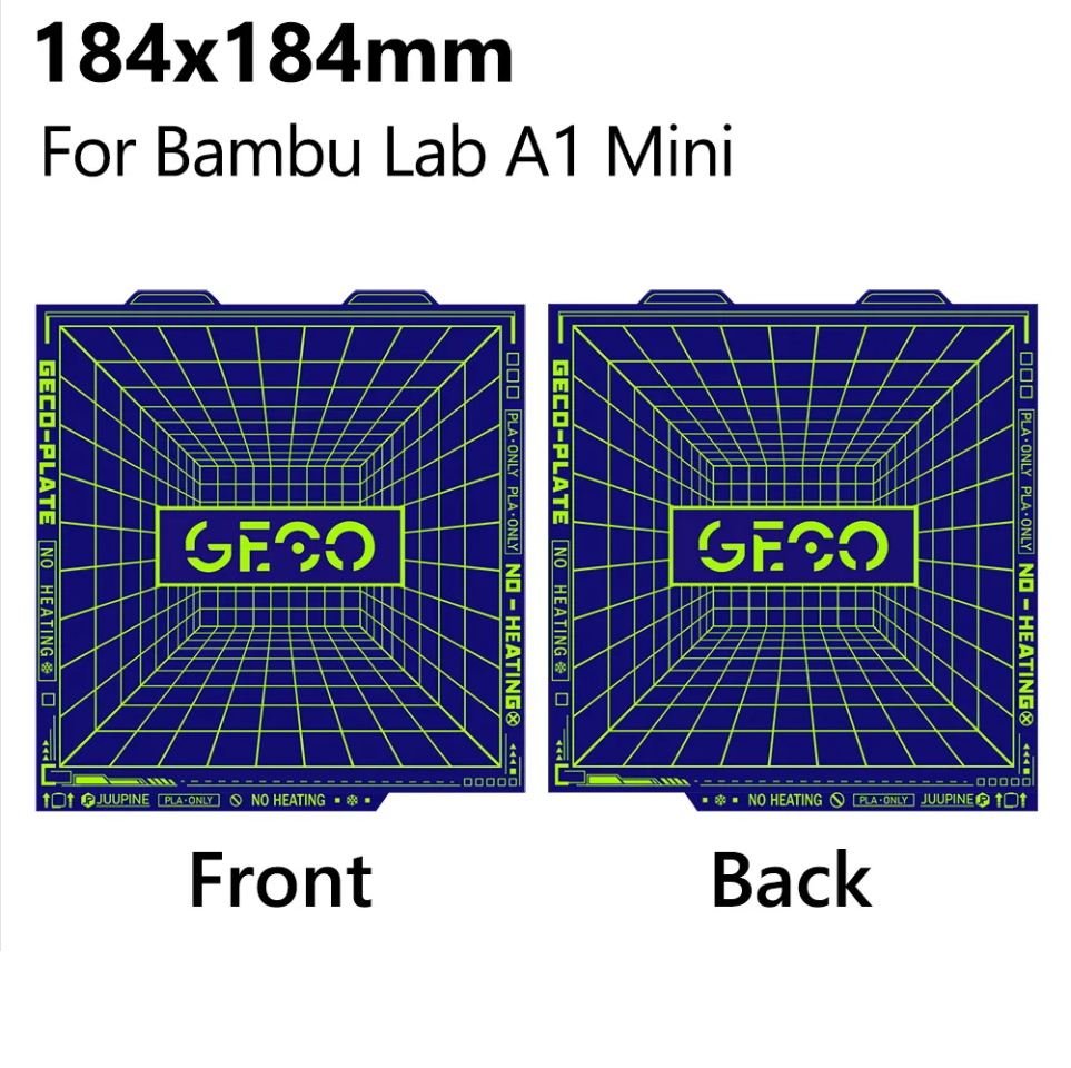 PFE - Plateau froid GECO pour imprimante Bambu Lab A1 MINI – lit de construction PLA – double face  – 184×184 mm