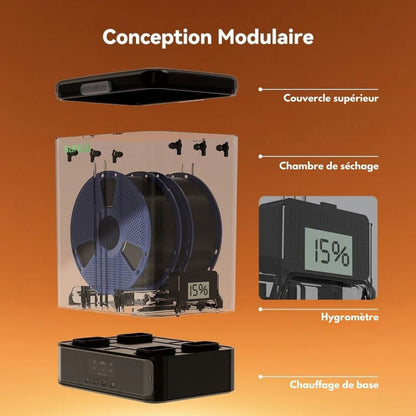 Pack Sunlu FilaDryer SP2 - 2 Boite de stockage + Base Chauffante + 2 Bobines PLA+2.0 Noir 1 kg