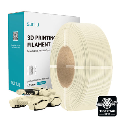 Sunlu - PETG - Blanc Os (Bone White) - 1,75 mm - 1 kg - Refill avec RFID TigerTag