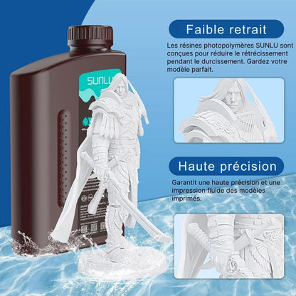 Sunlu - Résine Water-Wash Standard - Gris Clair (Solid Grey) - 1 kg