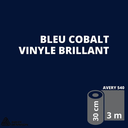 AVERY 500 - Vinyle Adhésif - Bleu Cobalt Brillant - 30 cm x 3 m