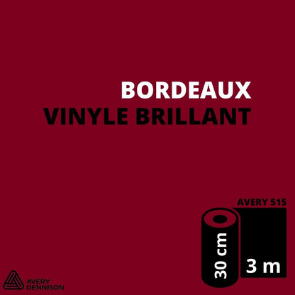 AVERY 500 - Vinyle Adhésif - Bordeaux Brillant - 30 cm x 3 m