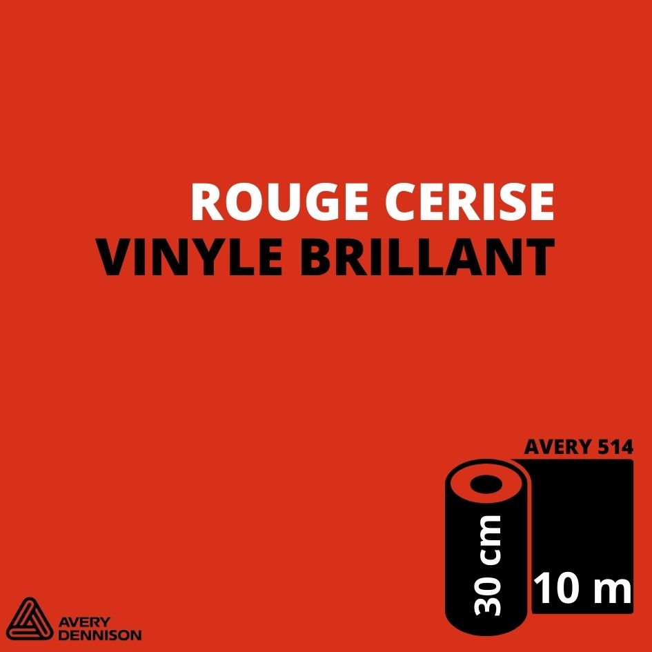 AVERY 500 - Vinyle Adhésif - Rouge Cerise Brillant - 30 cm x 10 m