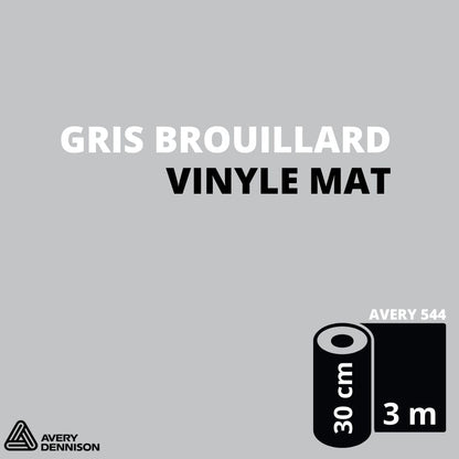 AVERY 500 - Vinyle Adhésif - Gris Brouillard Mat - 30 cm x 3 m