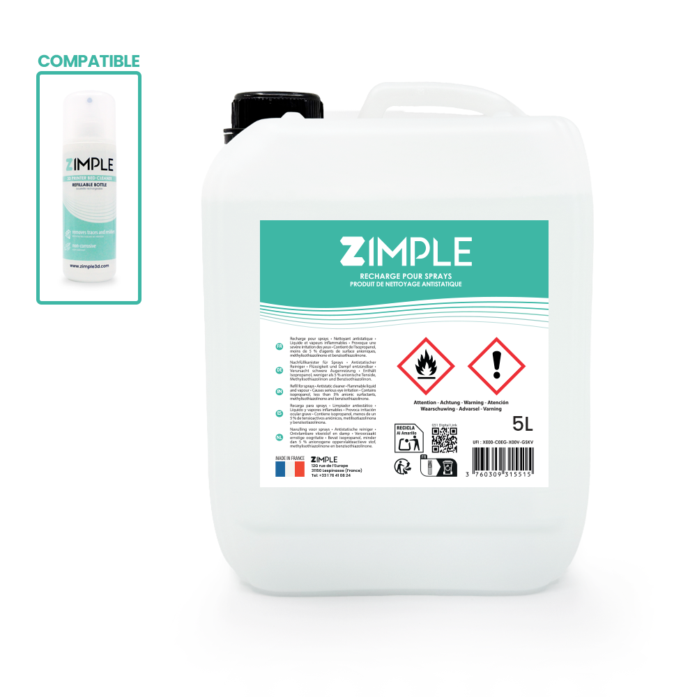 Zimple3D - Bidon de Recharge 5 L pour Bed Cleaner Zicleaner
