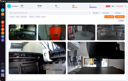 Tiger Studio Manager — le widget caméra d'une imprimante