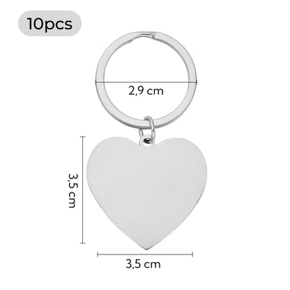xTool - 10 Porte-clés cœur - Acier inoxydable