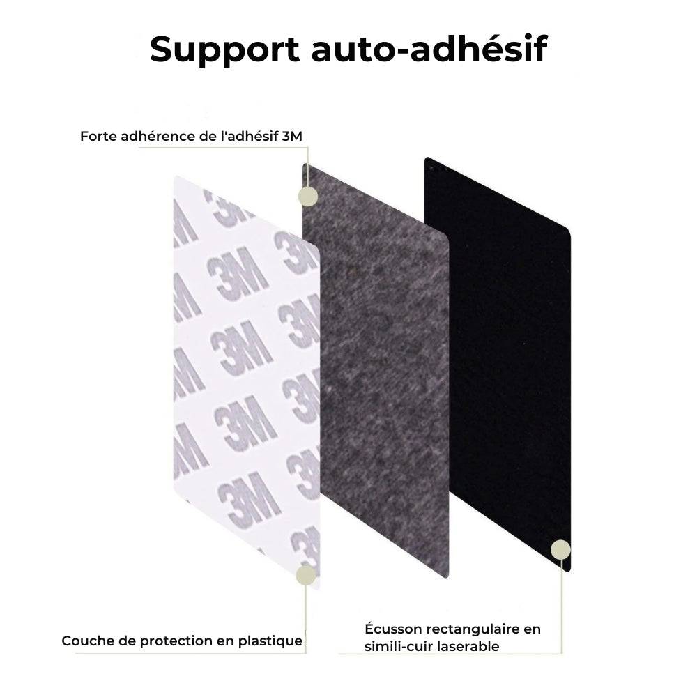 xTool - Écusson rectangulaire en simili cuir gravable au laser - 76 x 51 mm - Noir à Argent - 10 pcs
