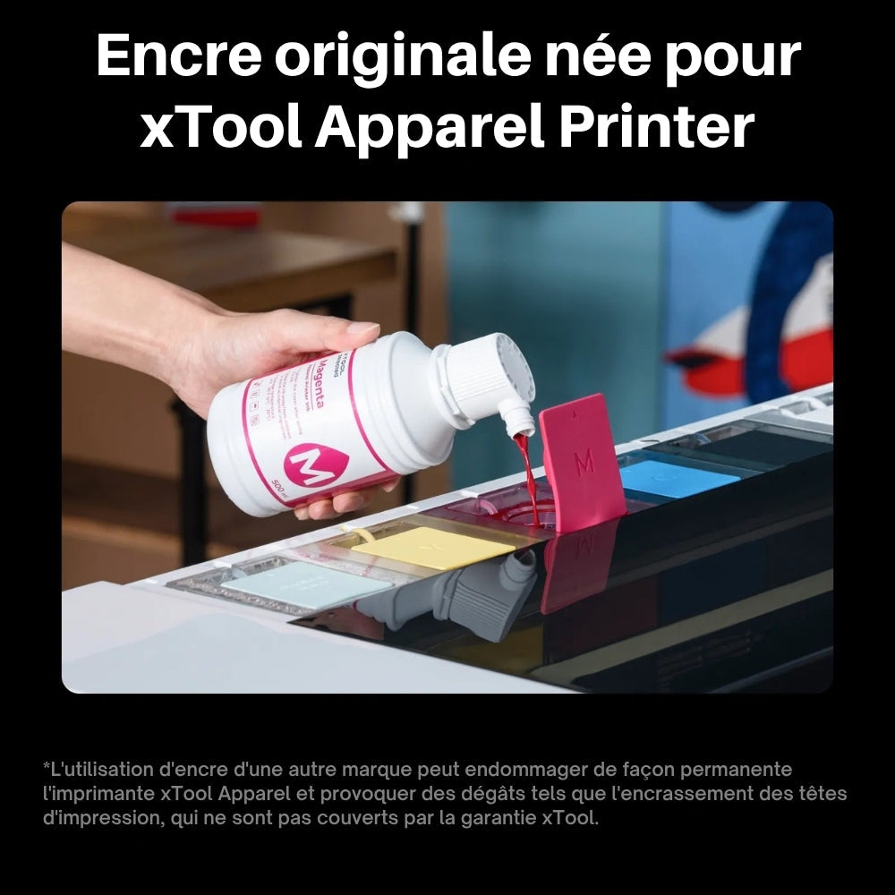 xTool - Encre DTF pour Apparel Printer - Rouge Magenta - 500 ml