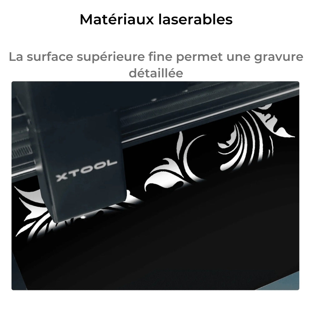 xTool - 5 Plaques  Bicolores 1,27 mm - Noir à Blanc - 29,8 x 29,8 cm - Ep 1.27 mm